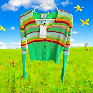 Daisy Street from Urban Outfitters NWT Cropped Multicolor Striped Sweater Small